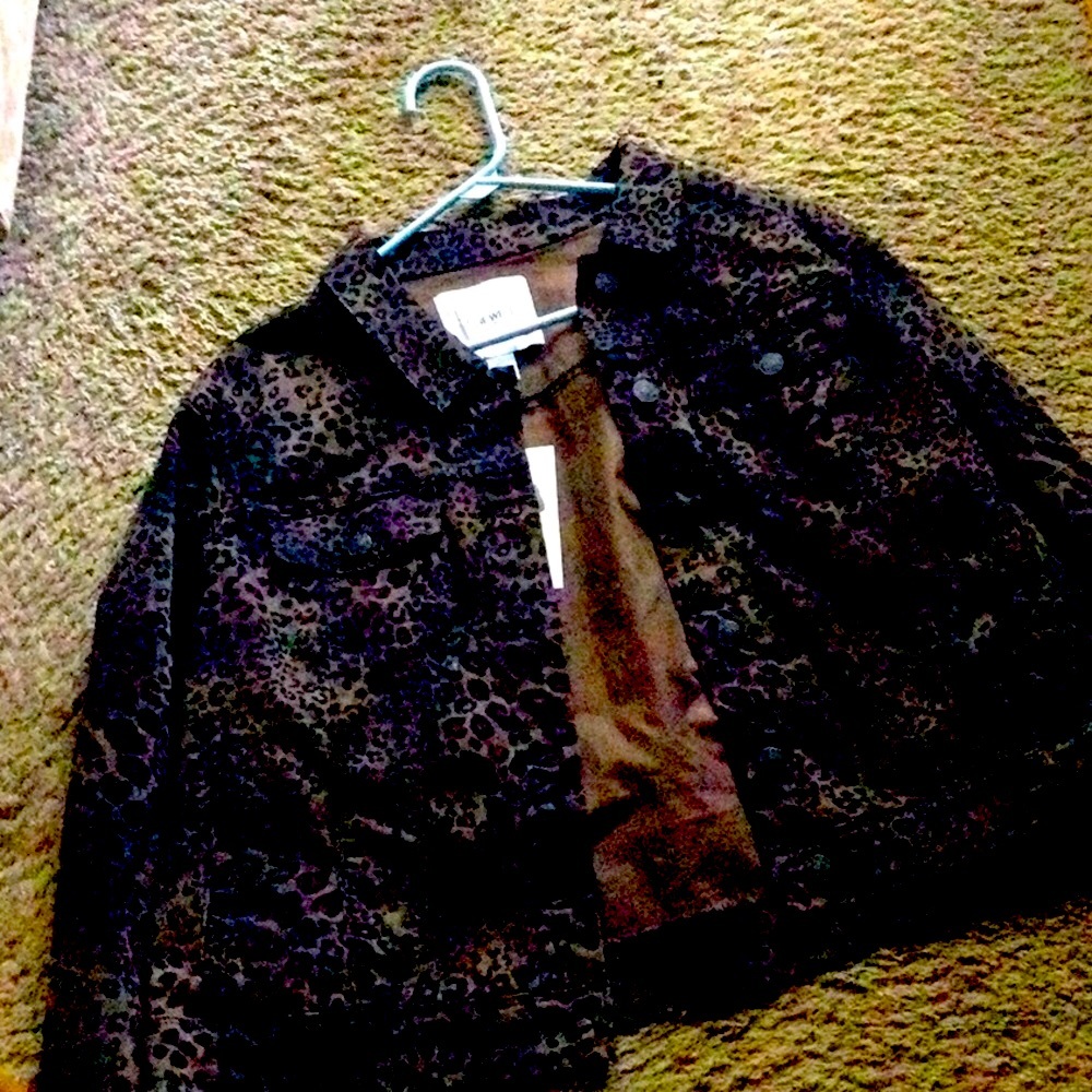 Nine West Jeans Leopard Print Jean Jacket